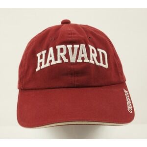 Vintage Harvard University Crimson Strap Back Hat OC Brand Maroon Red Cotton